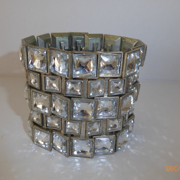 5 Row Chunky Square Crystal Bracelet - Picture 4 of 6